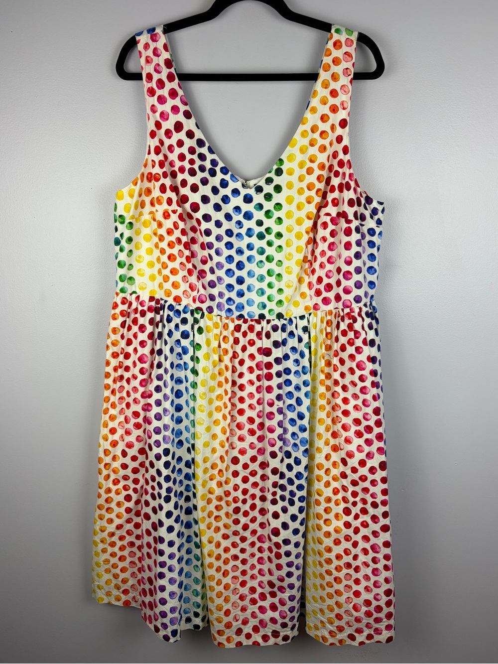 ModCloth Size 20 Rainbow Polka Dot Cotton Fit Flare Dress